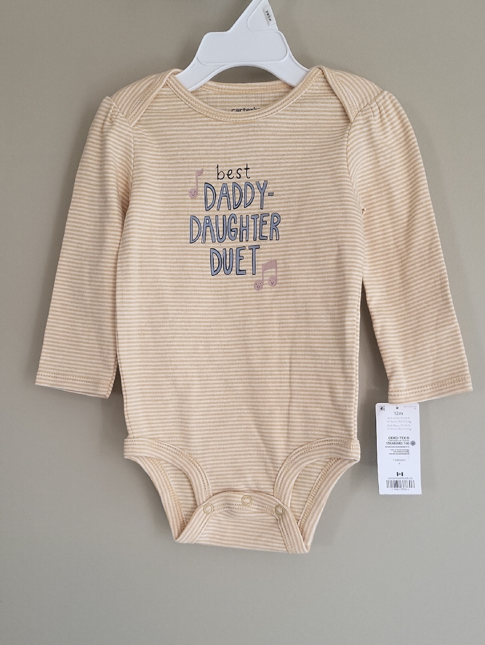 NWT Carter's striped "Best Daddy-Daughter Duet" long sleeve onesie/bodysuit